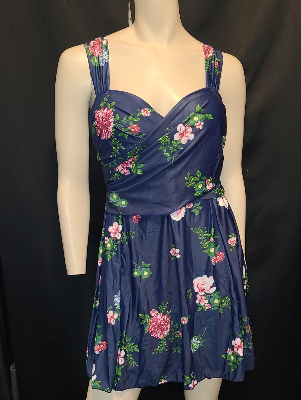 Cocopear women's navy floral skirted one-piece swimdress 2XL